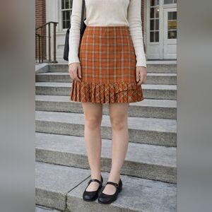 LOFT Vintage Plaid Wool Blend Mini Skirt Size 14